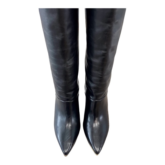 Tory Burch Lila Black Leather Knee High Boot - Picture 5 of 14